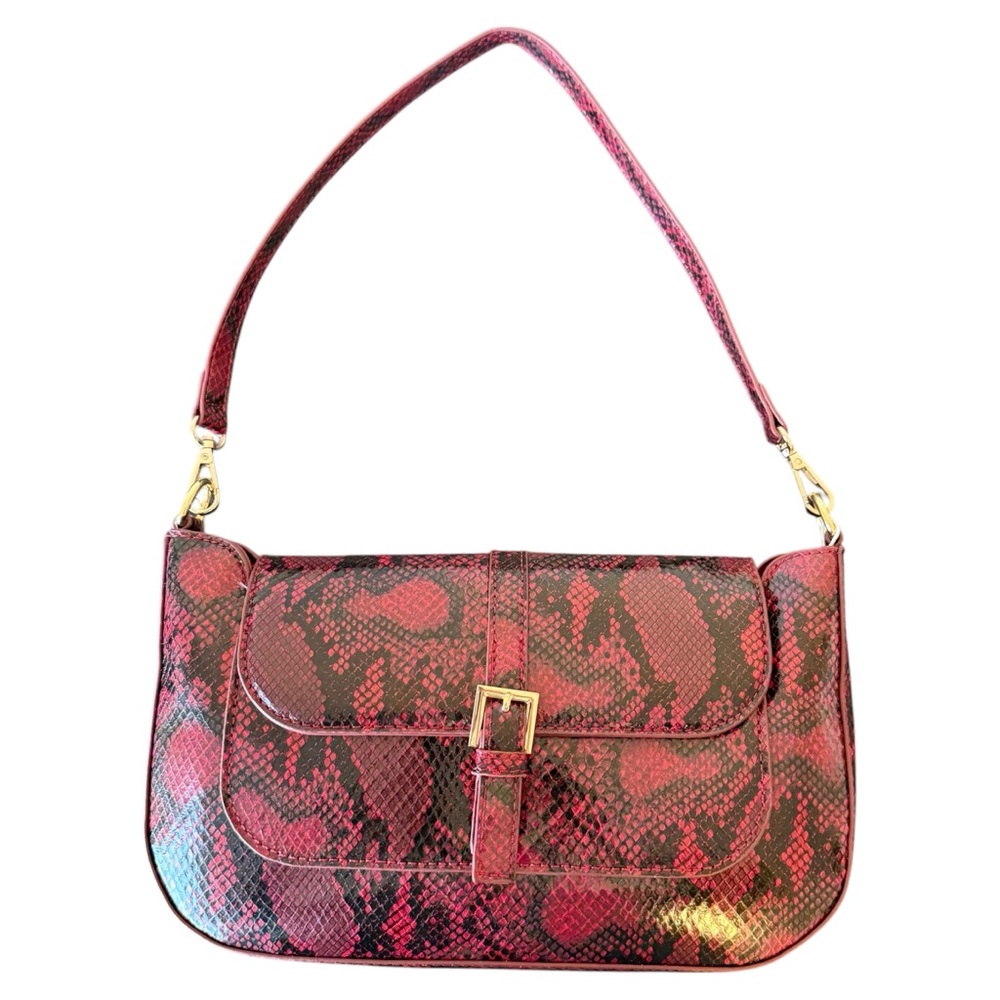 Urban Expressions Red Alexandra Snake Print Purse HandBag Gold tone Hardware NWT